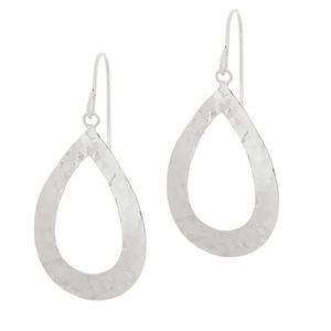 Sterling Hammered Open Teardrop Dangle Earrings by Silver Style